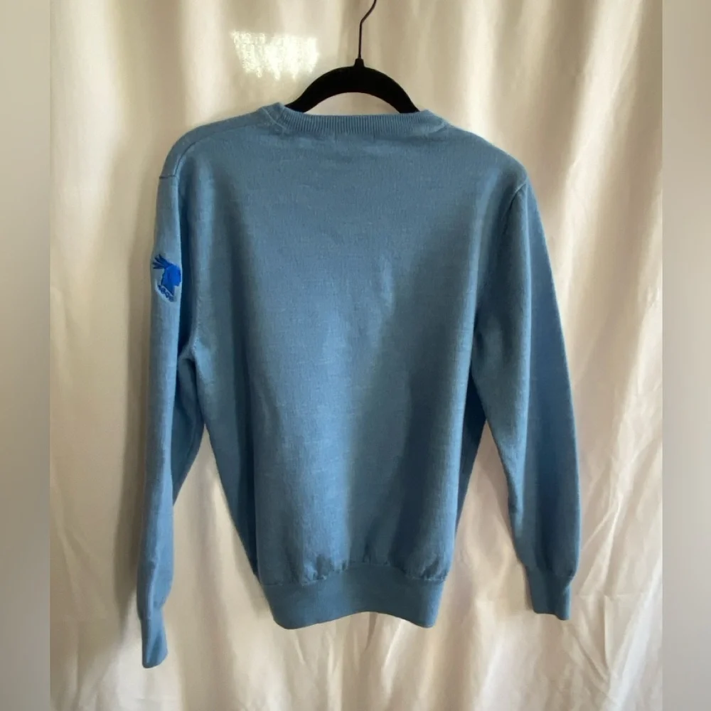 Turtleson Golf Extra Fine Merino Wool Blue Crewneck Sweater Men Medium